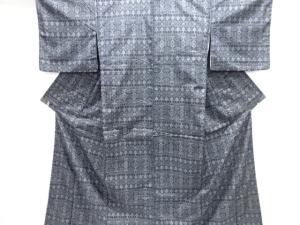 更紗模様織り出し十日町紬着物